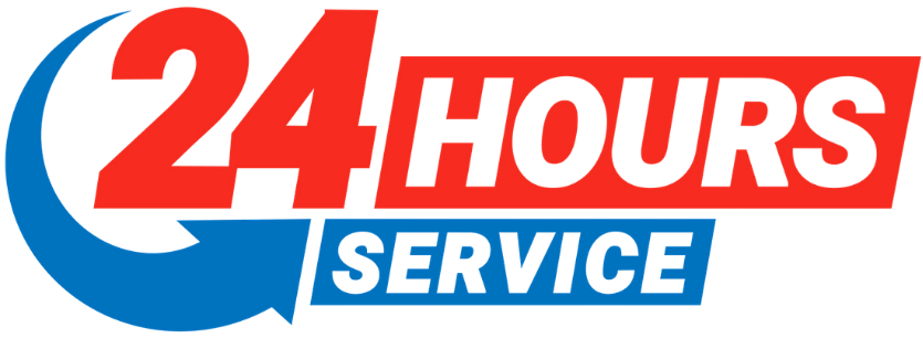 24 hours service icon blue and red