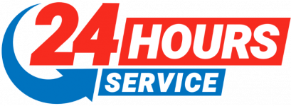 24 hours service icon blue and red